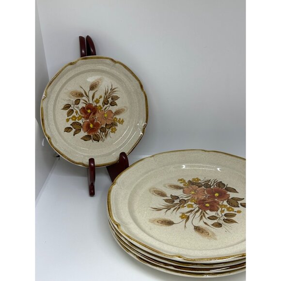 VTG Endura Collection Festive Stoneware Plates Japan Set of 5 Floral 10" - 7.25" - Picture 5 of 9